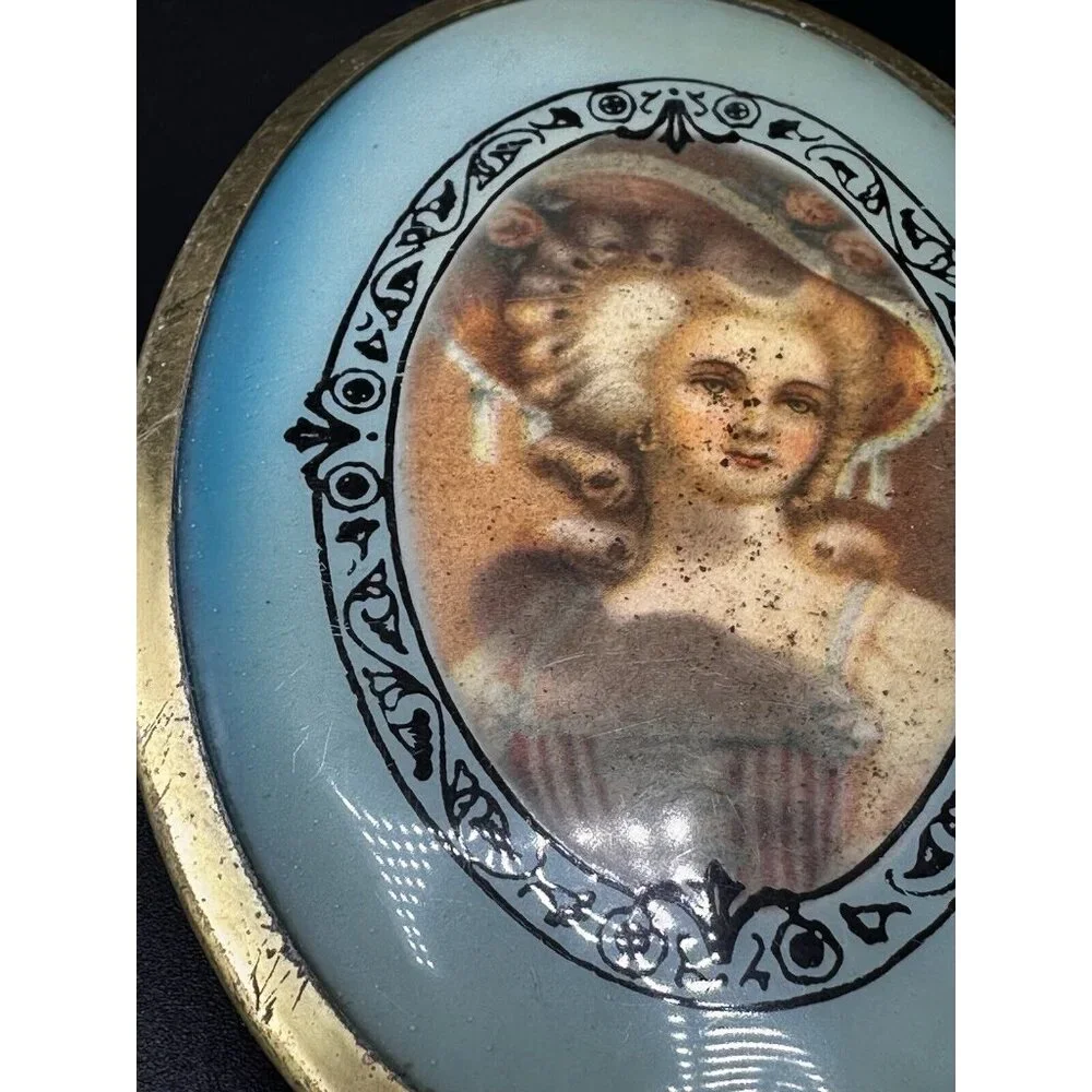 Vtg Antique French Lady Marie Antoinette‎ Boudoir Long Handle Brush 1920s Coarse